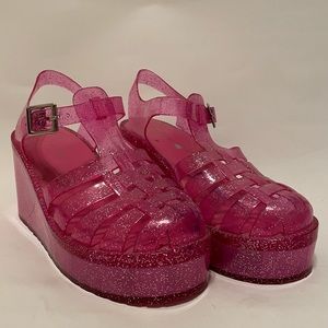 Vintage Pink Sparkly Jelly Shoes